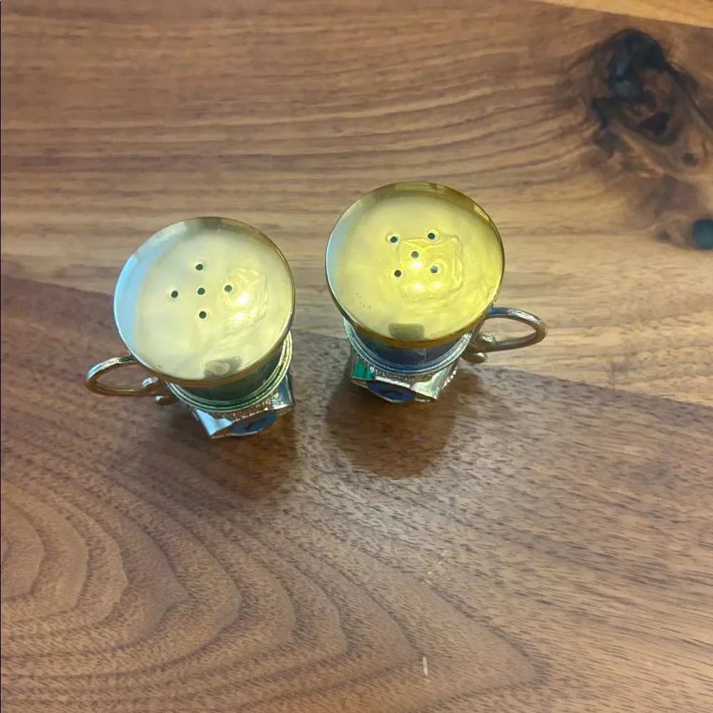 Salt & Pepper Shaker Blue Green Set Pendleton Oregon Marked Japan
